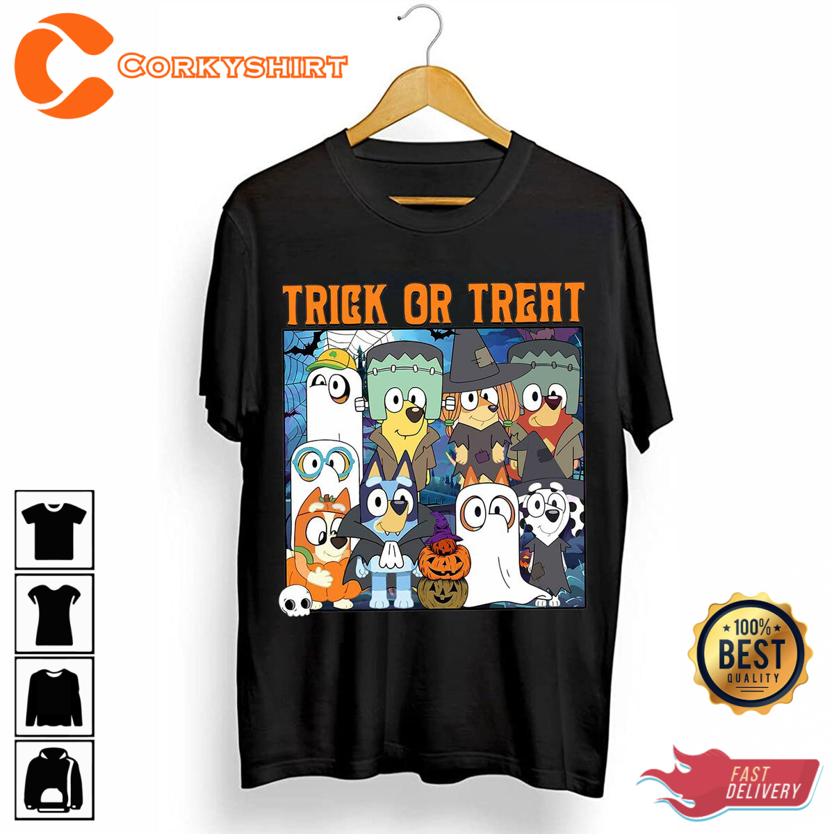 Halloween Blu-ey Trick Or Treat Matching Family Tee Halloween Costume T-Shirt