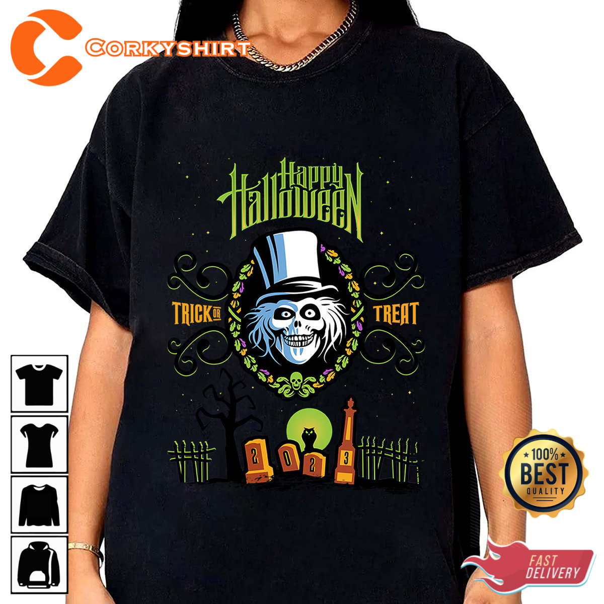 Hatbox Ghost Happy Halloween Holiday 2023 Haunted Costume T-Shirt