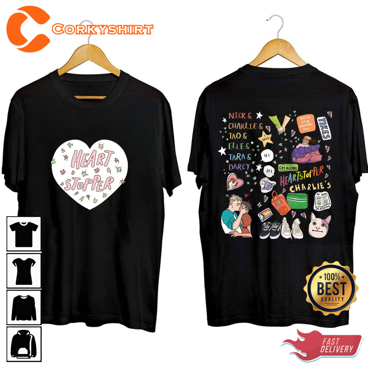 Heartstopper Double Sided Merch Gift Nick And Charlie Movie T-Shirt