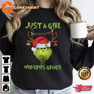 Just A Girl Who Loves Grinch Grinch and Max Dog Shirt