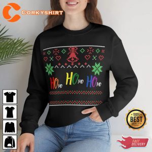LGBTQ Pride Ugly Christmas Funny Ho Ho Xmas Gift Shirt