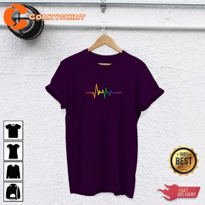 Rainbow Heartbeat LGBTQ Pride T-Shirt Prints