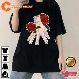 Roses And Thing Wednesday Addams New Netflix Series Printed Shirt