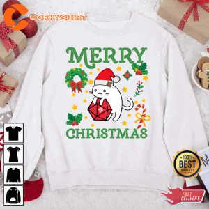 Funny Cute D20 Merry Christmas Xmas Gift T-Shirt Sweatshirt