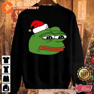 Christmas Pepe Funny Hot Meme Funny Xmas Unisex Printed T-Shirt