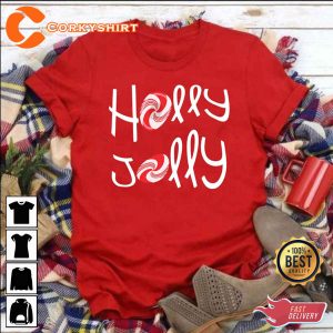 Holly Jolly Candy Cane Christmas Shirt Design