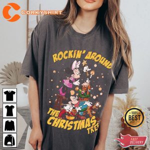 Mickey Rockin Around The Christmas Tree Disneyland Xmas T-Shirt