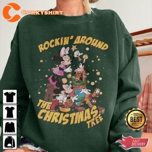 Mickey Rockin Around The Christmas Tree Disneyland Xmas T-Shirt