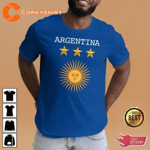 Argentina 3 Star Sun of May World Cup Messi Shirt