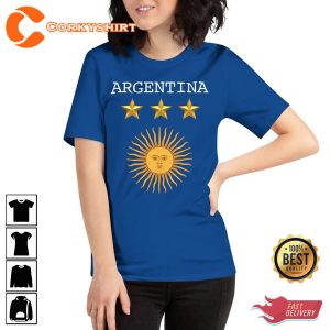 Argentina 3 Star Sun of May World Cup Messi Shirt