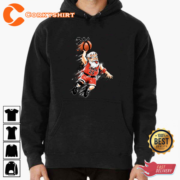 Santa Dunk Parody Chicago Michael Jordan Basketball T-Shirt