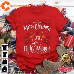 Hogwarts Merry Christmas Ya Filthy Muggle Harry Potter fans Printed T-shirt