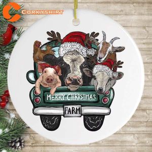 Farm Animal Merry Christmas Personalized Family Ornaments