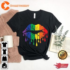 Rainbow Pride Rainbow Lips Love Is Love Printed T-Shirt