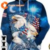 American Flag With Bald Eagle And Cross In Galaxy Graphic 3D Hoodie