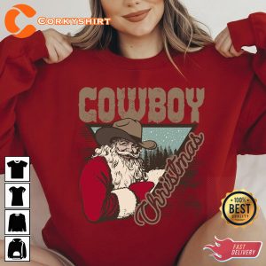 Cowboy Boots Western Christmas Santa Shirt