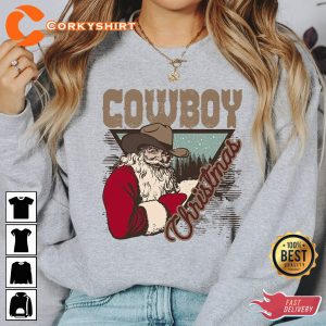 Cowboy Boots Western Christmas Santa Shirt