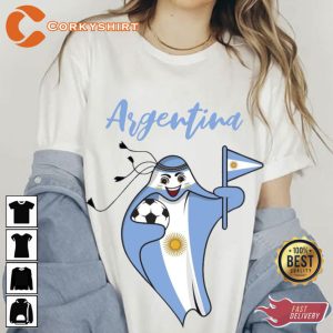 Qatar 2022 World Cup Mascot Argentina Flag T-shirt Design