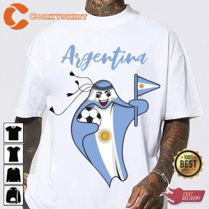 Qatar 2022 World Cup Mascot Argentina Flag T-shirt Design