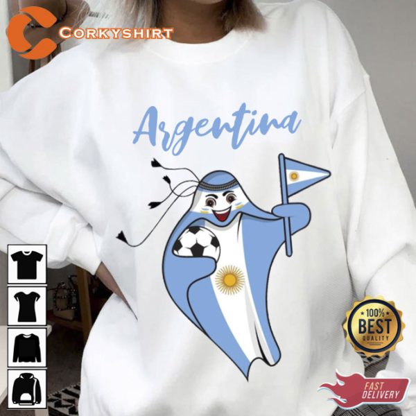 Qatar 2022 World Cup Mascot Argentina Flag T-shirt Design