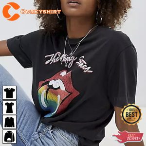 The Rolling Stone Rainbow Tongue T Shirt Design