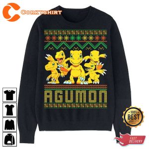 Agumon Digimon Ugly Christmas Merry Unisex T-Shirt