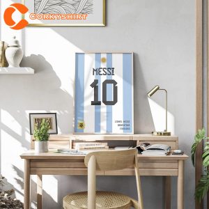 Argentina Flag Lionel Messi Football Wall Art