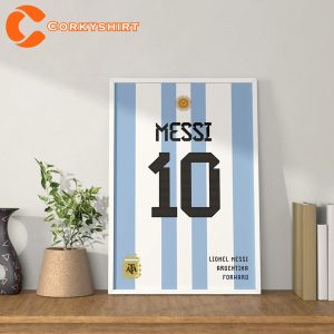 Argentina Flag Lionel Messi Football Wall Art