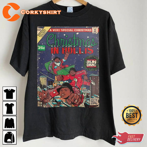 Christmas In Hollis Run Dmc Comic Art Book Retro Vintage 90s T-Shirt
