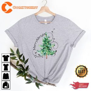 Christmas Merry and Bright Christmas Tree Holiday Christmas T-Shirt