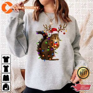 Christmas Squirrel Lights Funny Xmas Holiday Sweatshirt