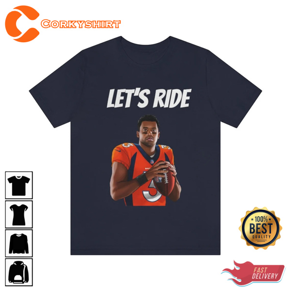 LET'S RIDE! Denver Broncos Vintage T Shirt World Tour Football T-Shirt