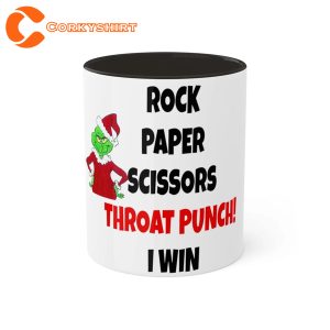 Grinch Rock Paper Scissors Throat Punch I Win Funny Xmas Mug