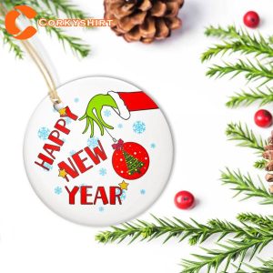 Happy New Year 2022 Grinch Christmas Gift Ornament