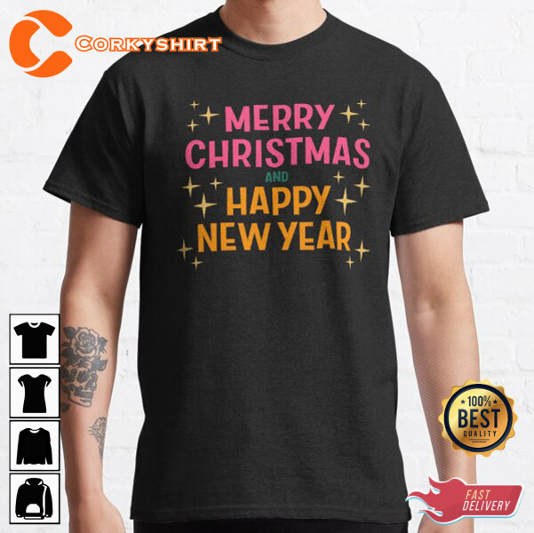 Happy New Years Merry Christmas Graphic Shirt Print