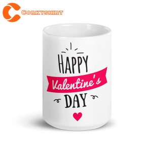 Happy Valentines Day White Glossy Ceramic Mug