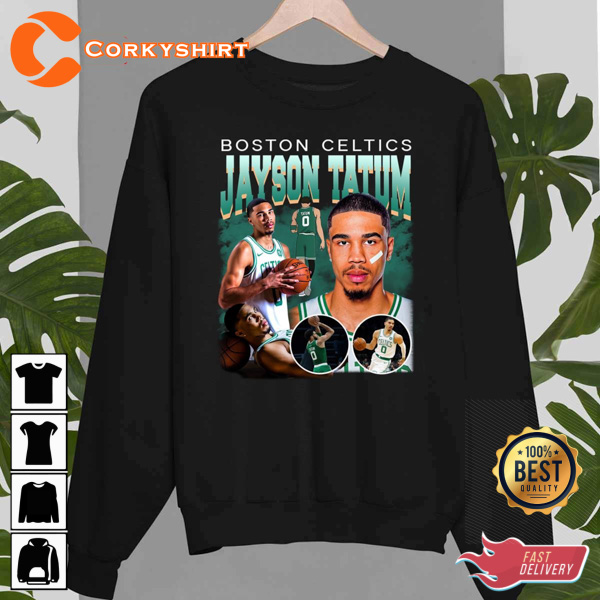 Boston Celtics Comic Book Jayson Tatum T-Shirt from Homage. | Green | Vintage Apparel from Homage.