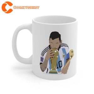 Lionel Messi Kissing World Cup Trophy Coffee Mug