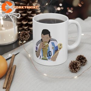 Lionel Messi Kissing World Cup Trophy Coffee Mug