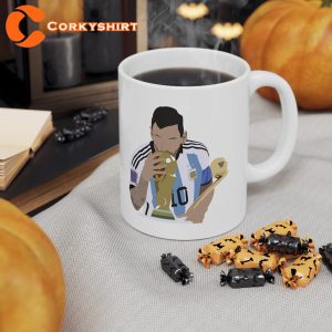 Lionel Messi Kissing World Cup Trophy Coffee Mug