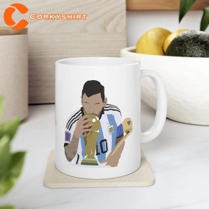 Lionel Messi Kissing World Cup Trophy Coffee Mug