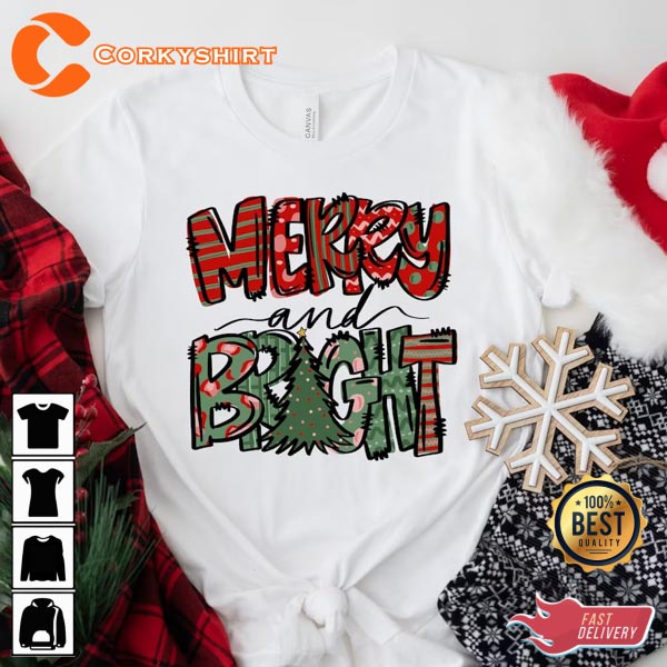 Merry And Bright Merry Christmas Sweatshirt Design
