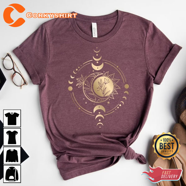 Mystic Moon And Sun Mystical Moon Phase T-Shirt Design