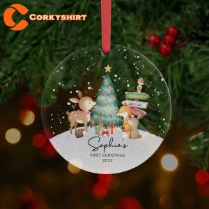 Personalised First Christmas Woodland Animals Decoration Ornament