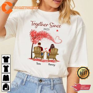 Personalized Together Since 2023 Cute Valentines Day Shirt
