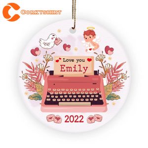 Personalized Writer Valentines Typewriter Work Ornament