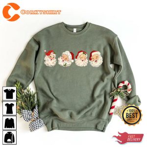 Retro Cheerful Santa Merry Christmas Santa Claus Classic Sweatshirt