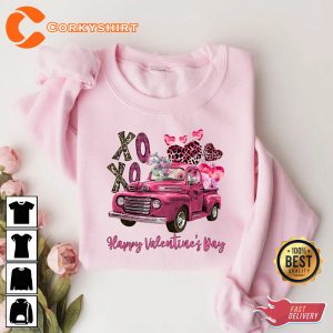 Valentine Truck Xoxo Heart Cute Valentines Day Shirt