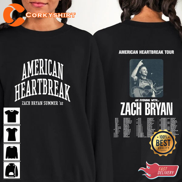 American Heartbreak Tour Printed Front And Back Zach Bryan 90s Rap Sweatshirt