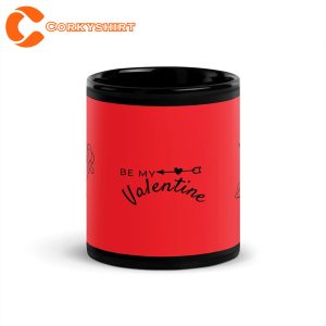 Black Glossy Vanlentine Rose Valentine Day Mug